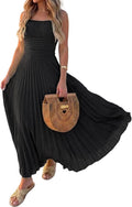 CHICME Maxi Dresses for Women Square Neck Pleated Summer Dress | Flowy Dresses for Women French Style Sundress, Adjustable Straps, Backless Dress for Wedding Guest, Vacation, Beach & Party