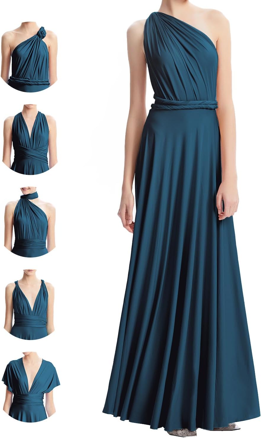 INFIWING Multi-Way Wrap Infinity Maxi Dress for Bridesmaids & Wedding Guest | Free Bandeau, 31 Colors for All Wedding Themes, 1 Dress for Any Events, Evening, Prom, Gala, Non-See-Through, Wrinkle-Free