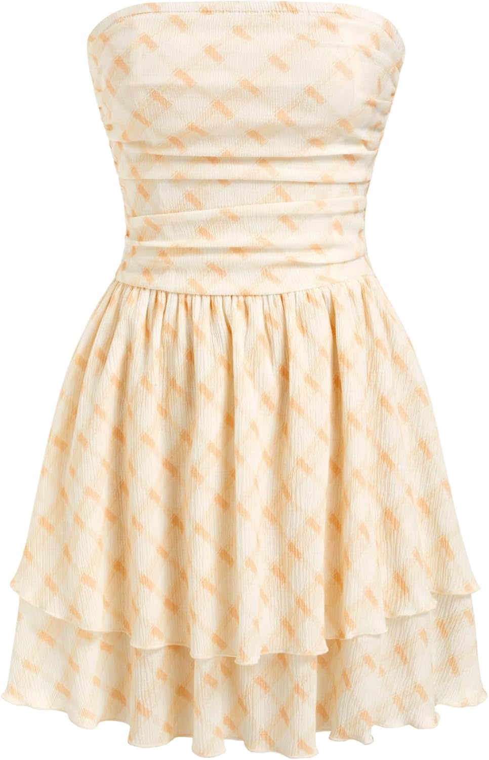 CIDER Women's Summer Cocktail Dress - Tube Ruched Ruffle Mini Dress | Strapless, Country Concert, Western Cowgirl Outfits