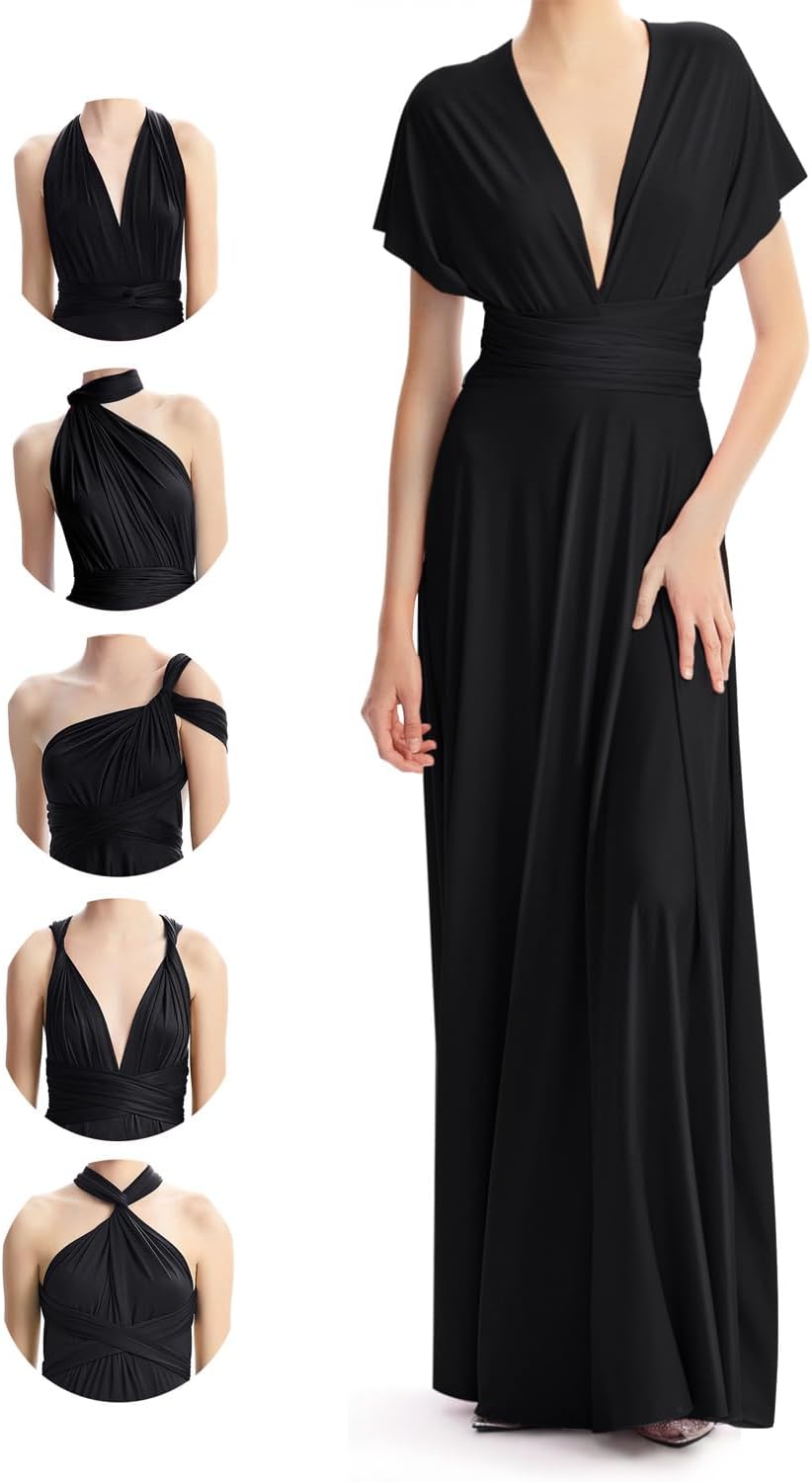 INFIWING Multi-Way Wrap Infinity Maxi Dress for Bridesmaids & Wedding Guest | Free Bandeau, 31 Colors for All Wedding Themes, 1 Dress for Any Events, Evening, Prom, Gala, Non-See-Through, Wrinkle-Free