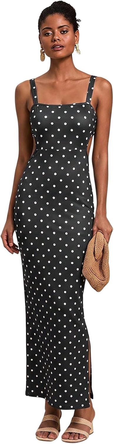 Floerns Women's Tropical Bow Tie Back Long Dress Sleeveless Maxi Dress | Hawaiian Resort Wear, Coastal Vacation, Beach Wedding Guest, Side Slit, Spring Break Outfits
