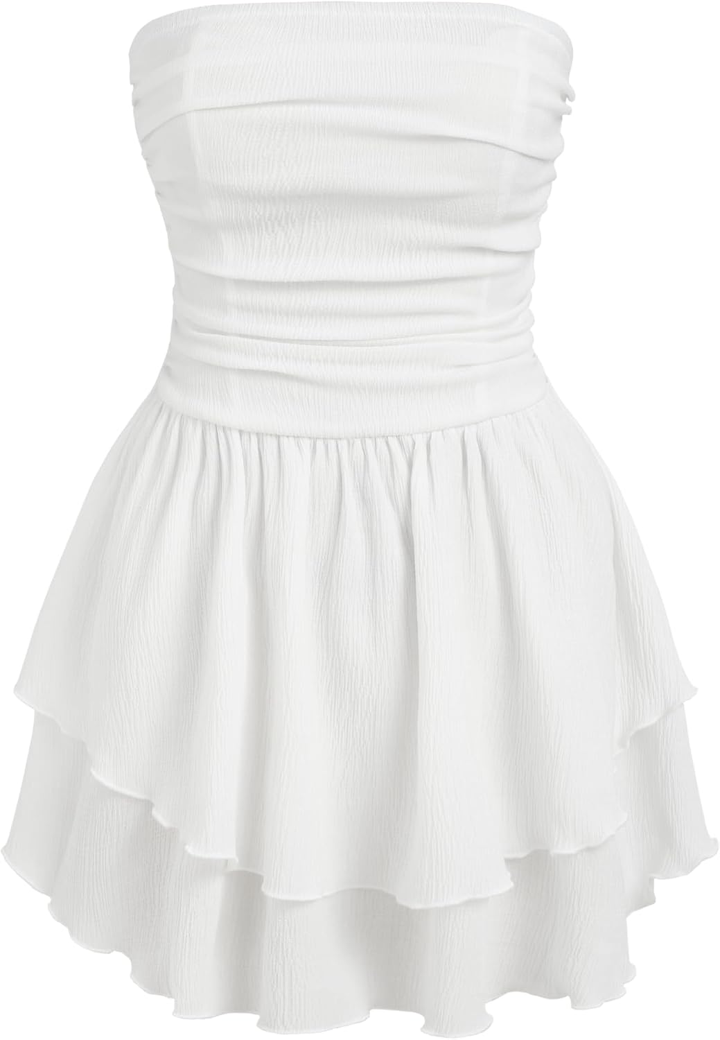 CIDER Women's Summer Cocktail Dress - Tube Ruched Ruffle Mini Dress | Strapless, Country Concert, Western Cowgirl Outfits
