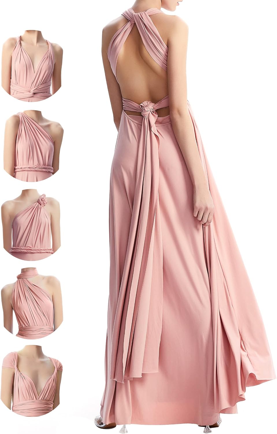 INFIWING Multi-Way Wrap Infinity Maxi Dress for Bridesmaids & Wedding Guest | Free Bandeau, 31 Colors for All Wedding Themes, 1 Dress for Any Events, Evening, Prom, Gala, Non-See-Through, Wrinkle-Free
