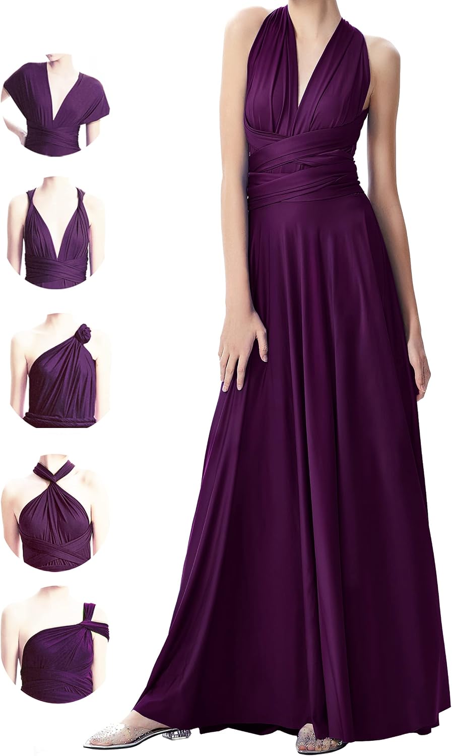 INFIWING Multi-Way Wrap Infinity Maxi Dress for Bridesmaids & Wedding Guest | Free Bandeau, 31 Colors for All Wedding Themes, 1 Dress for Any Events, Evening, Prom, Gala, Non-See-Through, Wrinkle-Free