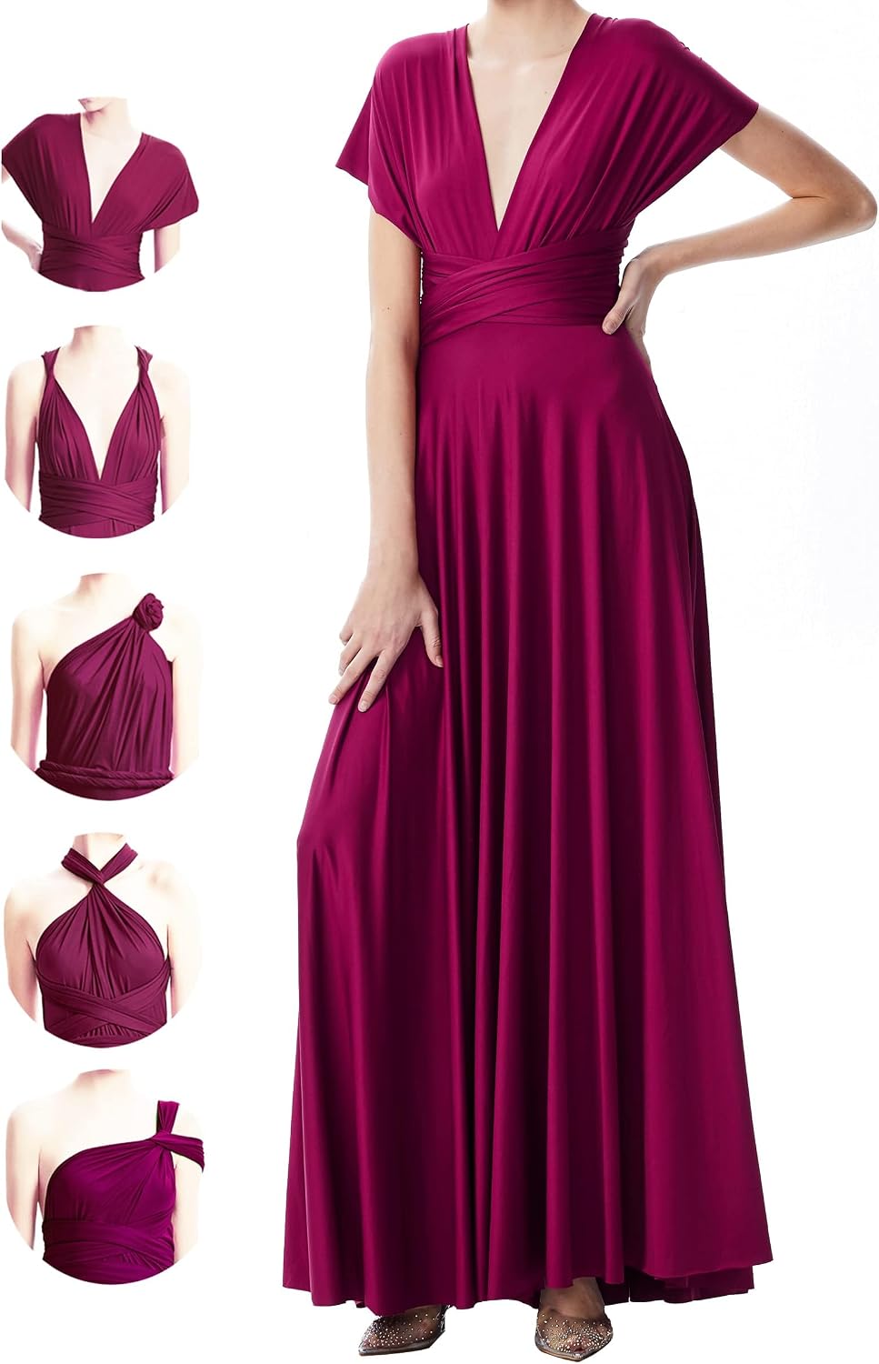 INFIWING Multi-Way Wrap Infinity Maxi Dress for Bridesmaids & Wedding Guest | Free Bandeau, 31 Colors for All Wedding Themes, 1 Dress for Any Events, Evening, Prom, Gala, Non-See-Through, Wrinkle-Free