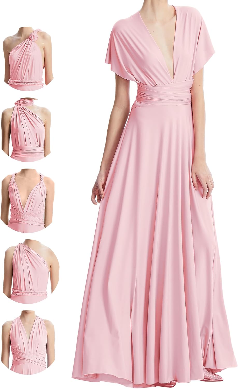 INFIWING Multi-Way Wrap Infinity Maxi Dress for Bridesmaids & Wedding Guest | Free Bandeau, 31 Colors for All Wedding Themes, 1 Dress for Any Events, Evening, Prom, Gala, Non-See-Through, Wrinkle-Free