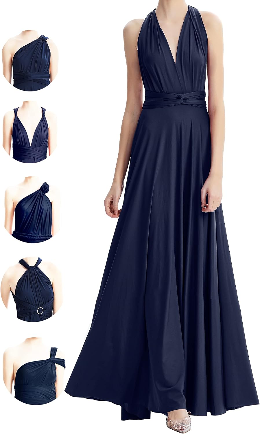 INFIWING Multi-Way Wrap Infinity Maxi Dress for Bridesmaids & Wedding Guest | Free Bandeau, 31 Colors for All Wedding Themes, 1 Dress for Any Events, Evening, Prom, Gala, Non-See-Through, Wrinkle-Free