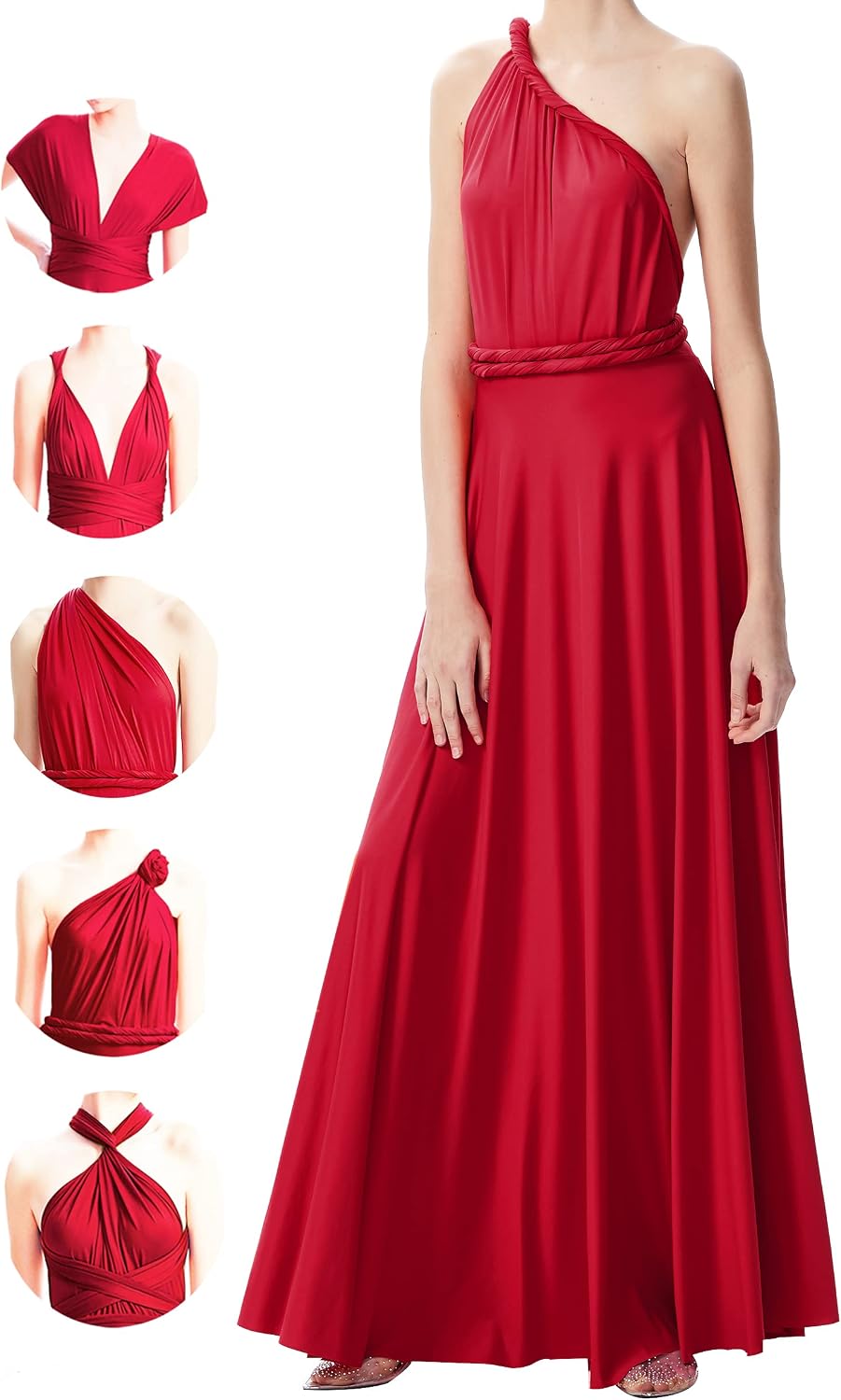 INFIWING Multi-Way Wrap Infinity Maxi Dress for Bridesmaids & Wedding Guest | Free Bandeau, 31 Colors for All Wedding Themes, 1 Dress for Any Events, Evening, Prom, Gala, Non-See-Through, Wrinkle-Free