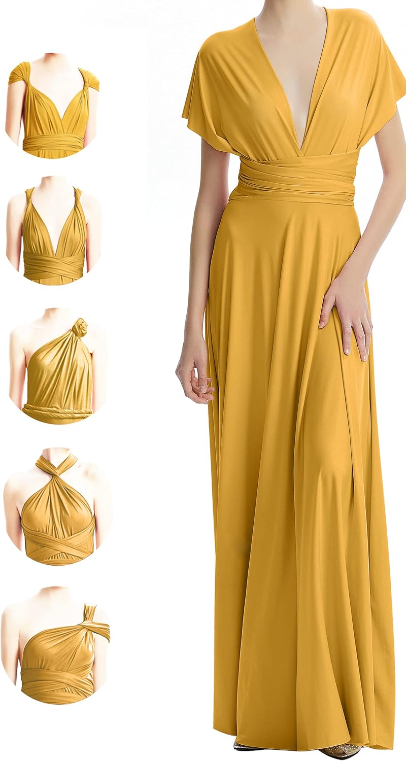 INFIWING Multi-Way Wrap Infinity Maxi Dress for Bridesmaids & Wedding Guest | Free Bandeau, 31 Colors for All Wedding Themes, 1 Dress for Any Events, Evening, Prom, Gala, Non-See-Through, Wrinkle-Free