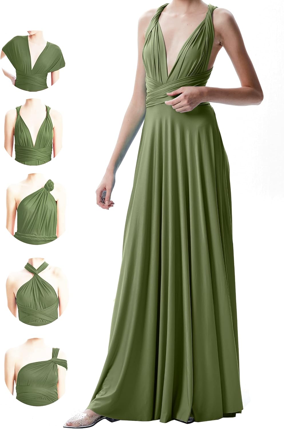 INFIWING Multi-Way Wrap Infinity Maxi Dress for Bridesmaids & Wedding Guest | Free Bandeau, 31 Colors for All Wedding Themes, 1 Dress for Any Events, Evening, Prom, Gala, Non-See-Through, Wrinkle-Free