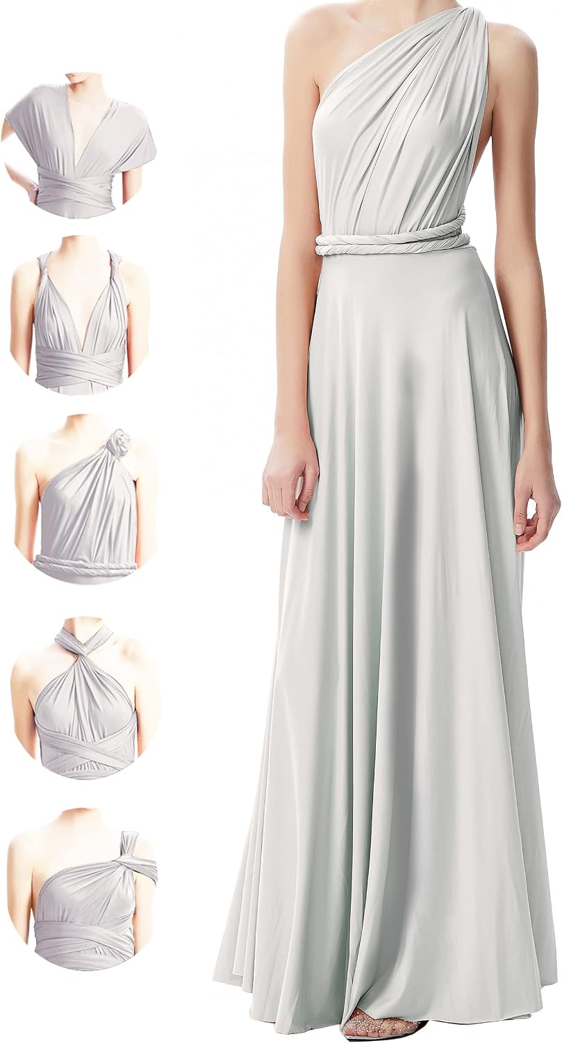 INFIWING Multi-Way Wrap Infinity Maxi Dress for Bridesmaids & Wedding Guest | Free Bandeau, 31 Colors for All Wedding Themes, 1 Dress for Any Events, Evening, Prom, Gala, Non-See-Through, Wrinkle-Free