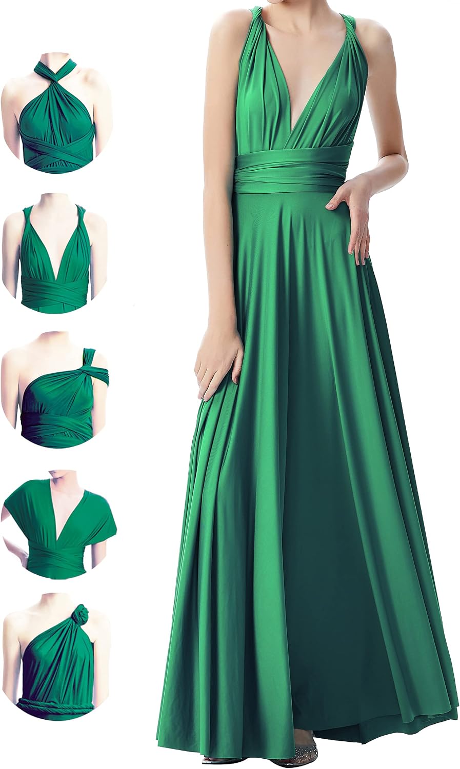 INFIWING Multi-Way Wrap Infinity Maxi Dress for Bridesmaids & Wedding Guest | Free Bandeau, 31 Colors for All Wedding Themes, 1 Dress for Any Events, Evening, Prom, Gala, Non-See-Through, Wrinkle-Free