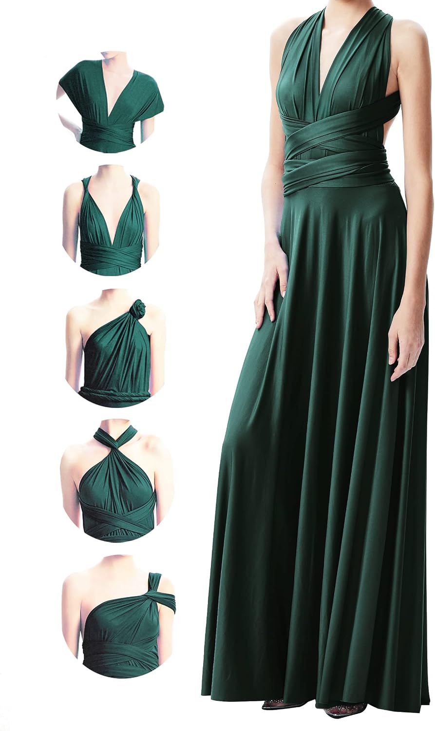 INFIWING Multi-Way Wrap Infinity Maxi Dress for Bridesmaids & Wedding Guest | Free Bandeau, 31 Colors for All Wedding Themes, 1 Dress for Any Events, Evening, Prom, Gala, Non-See-Through, Wrinkle-Free