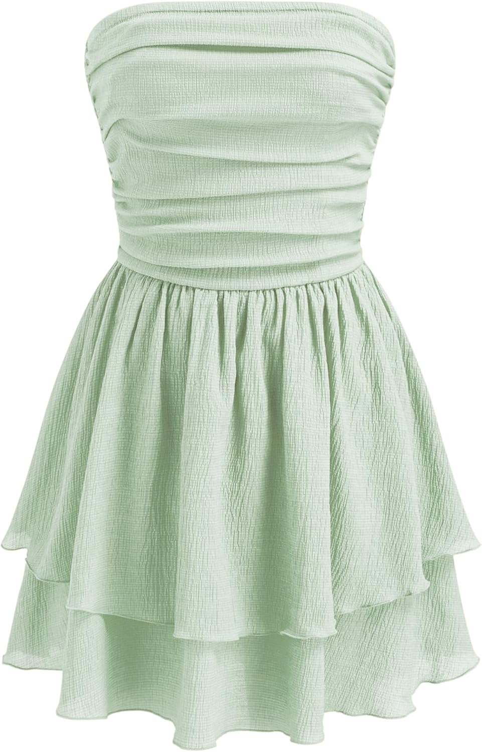 CIDER Women's Summer Cocktail Dress - Tube Ruched Ruffle Mini Dress | Strapless, Country Concert, Western Cowgirl Outfits