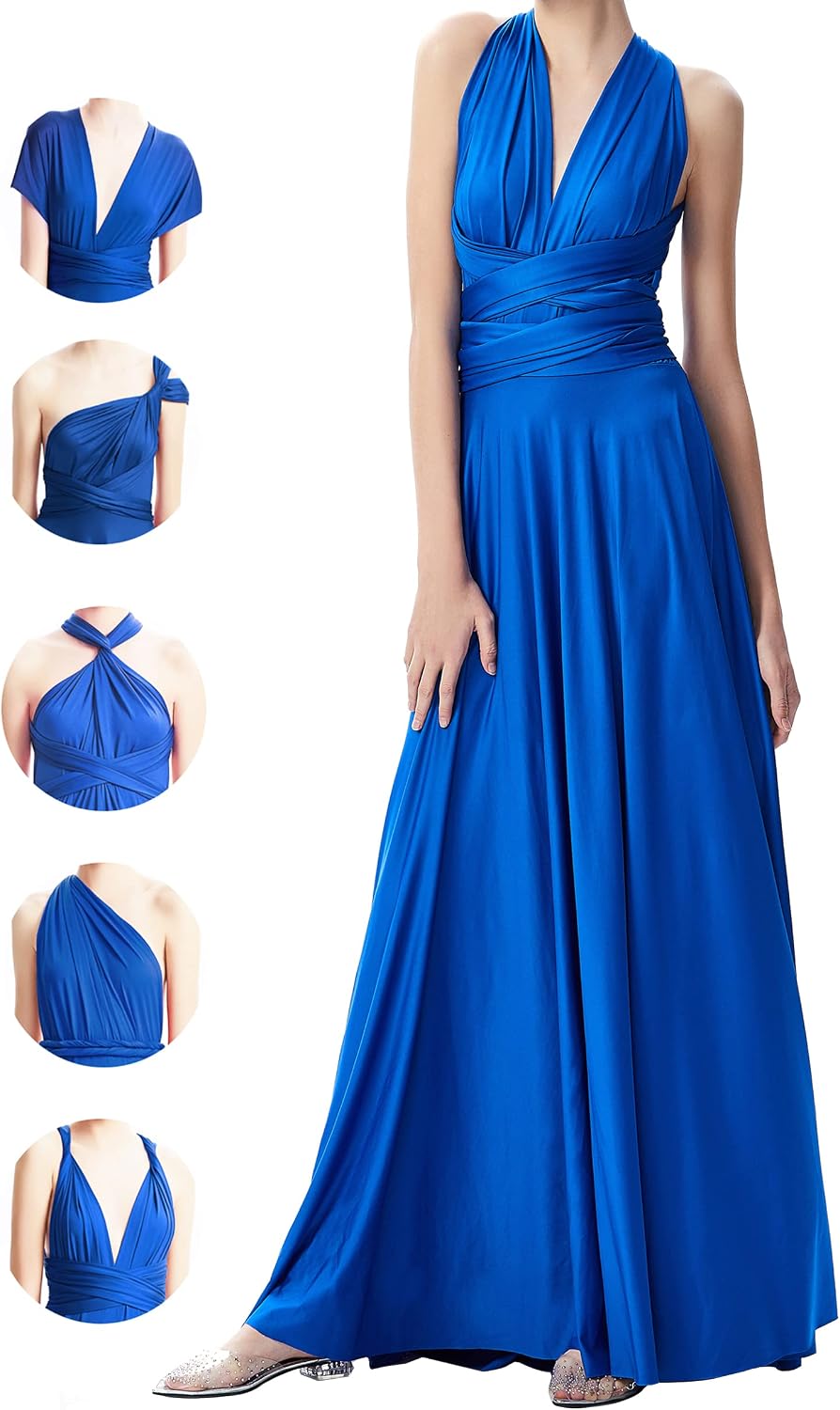 INFIWING Multi-Way Wrap Infinity Maxi Dress for Bridesmaids & Wedding Guest | Free Bandeau, 31 Colors for All Wedding Themes, 1 Dress for Any Events, Evening, Prom, Gala, Non-See-Through, Wrinkle-Free