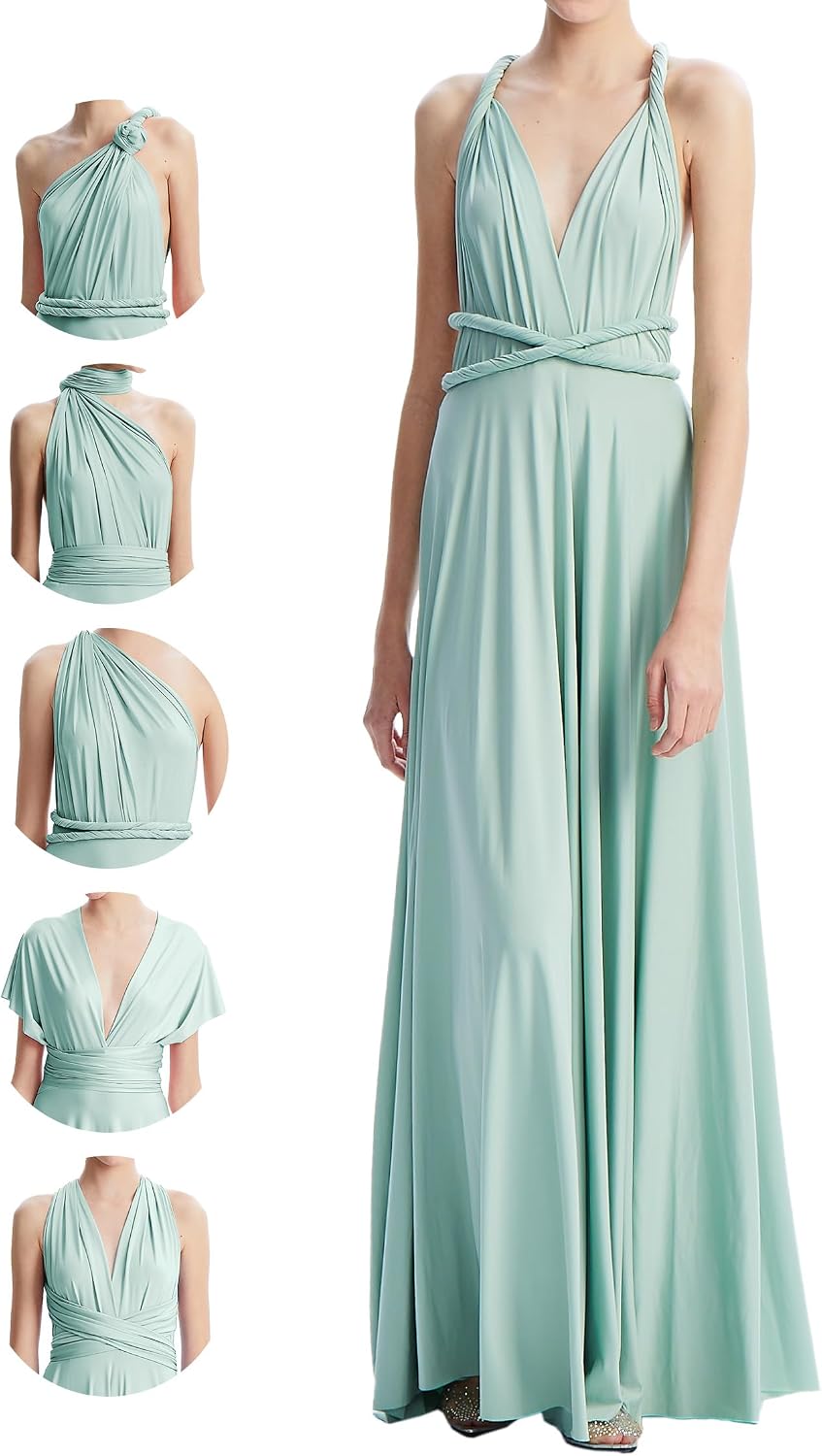 INFIWING Multi-Way Wrap Infinity Maxi Dress for Bridesmaids & Wedding Guest | Free Bandeau, 31 Colors for All Wedding Themes, 1 Dress for Any Events, Evening, Prom, Gala, Non-See-Through, Wrinkle-Free
