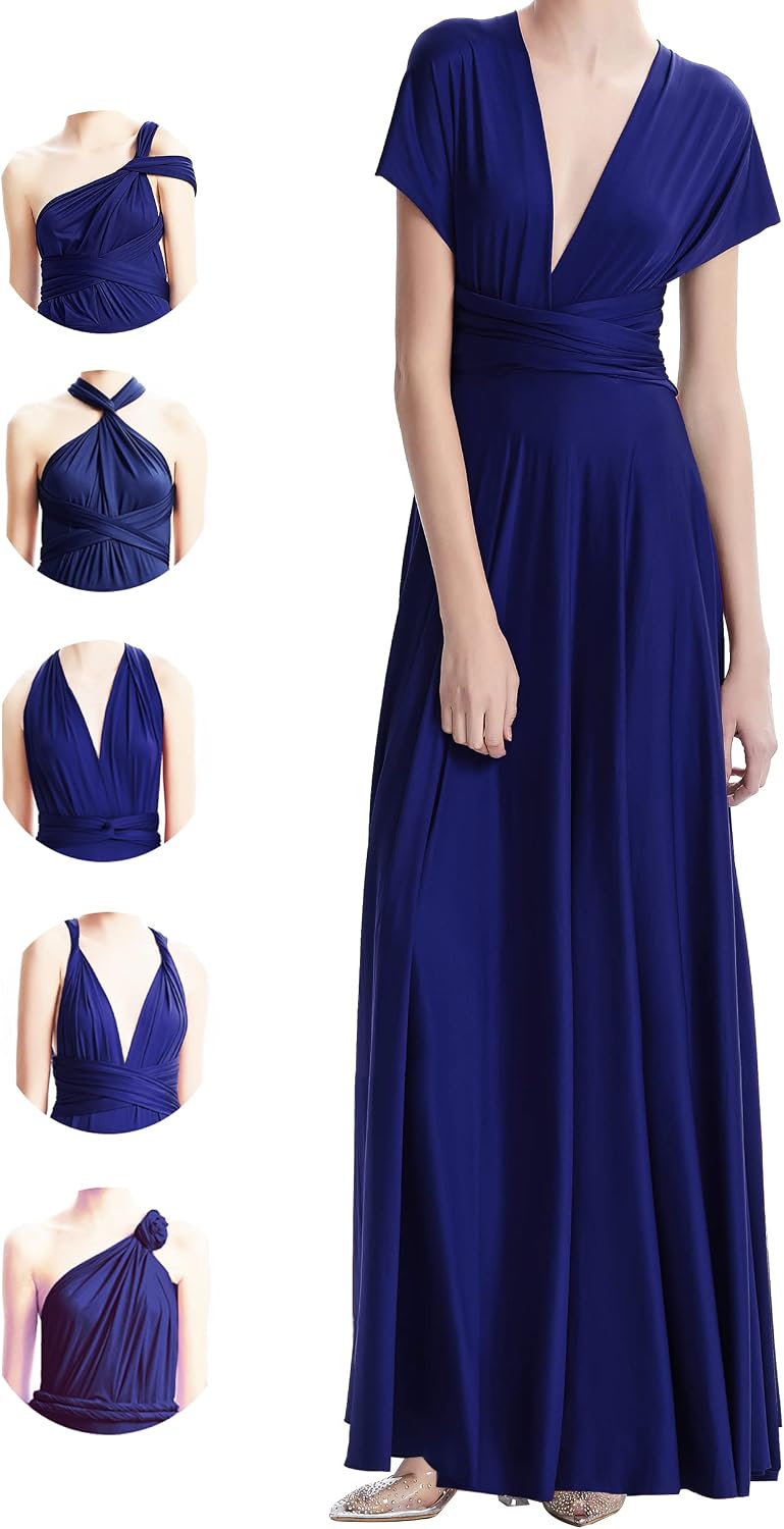INFIWING Multi-Way Wrap Infinity Maxi Dress for Bridesmaids & Wedding Guest | Free Bandeau, 31 Colors for All Wedding Themes, 1 Dress for Any Events, Evening, Prom, Gala, Non-See-Through, Wrinkle-Free