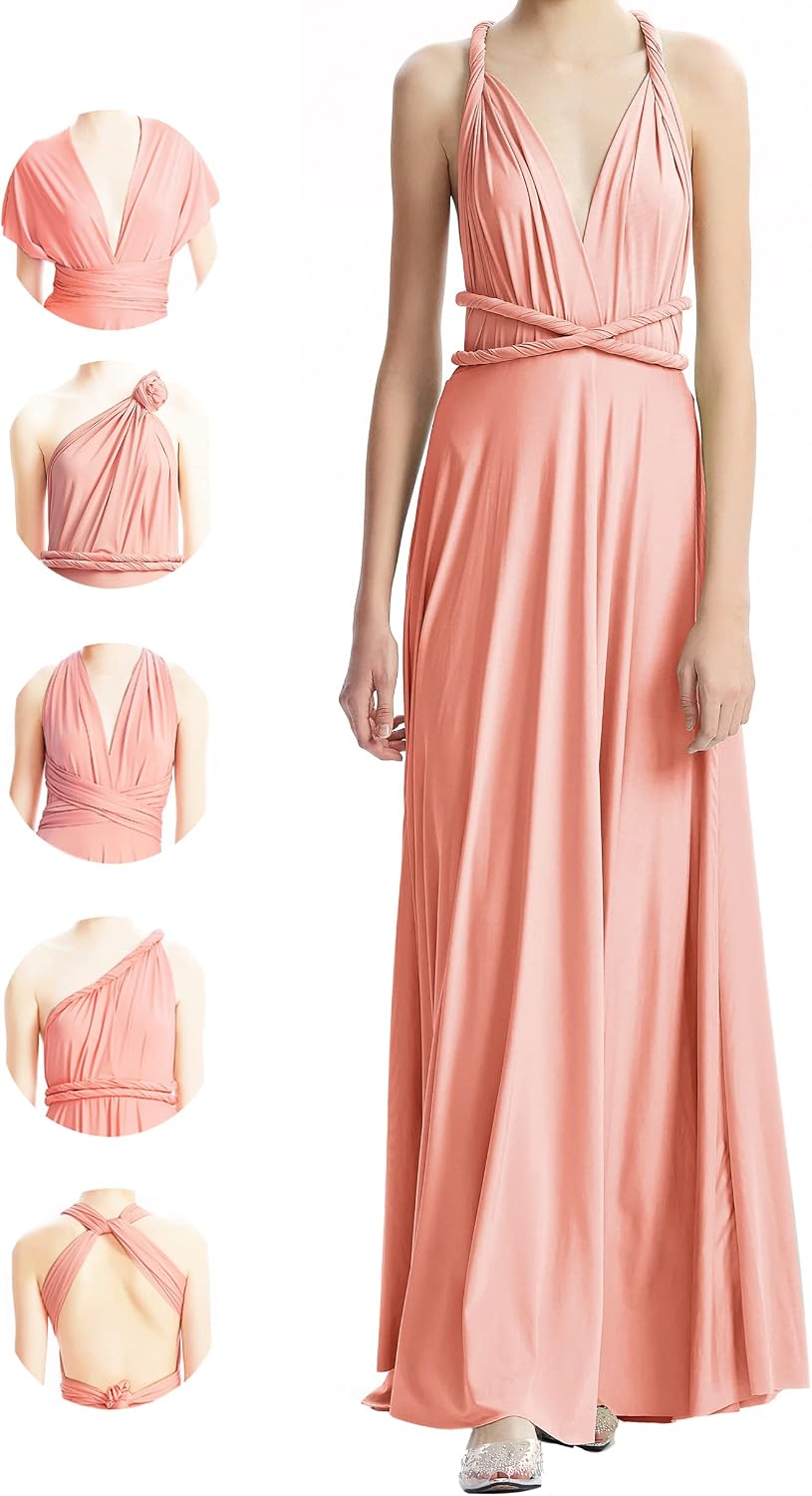 INFIWING Multi-Way Wrap Infinity Maxi Dress for Bridesmaids & Wedding Guest | Free Bandeau, 31 Colors for All Wedding Themes, 1 Dress for Any Events, Evening, Prom, Gala, Non-See-Through, Wrinkle-Free