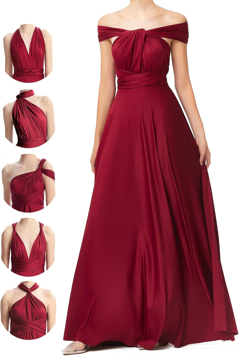 INFIWING Multi-Way Wrap Infinity Maxi Dress for Bridesmaids & Wedding Guest | Free Bandeau, 31 Colors for All Wedding Themes, 1 Dress for Any Events, Evening, Prom, Gala, Non-See-Through, Wrinkle-Free
