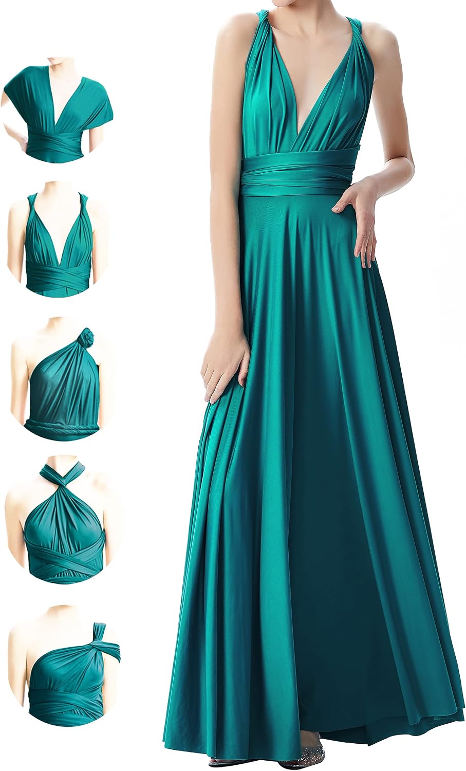 INFIWING Multi-Way Wrap Infinity Maxi Dress for Bridesmaids & Wedding Guest | Free Bandeau, 31 Colors for All Wedding Themes, 1 Dress for Any Events, Evening, Prom, Gala, Non-See-Through, Wrinkle-Free