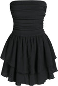 CIDER Women's Summer Cocktail Dress - Tube Ruched Ruffle Mini Dress | Strapless, Country Concert, Western Cowgirl Outfits