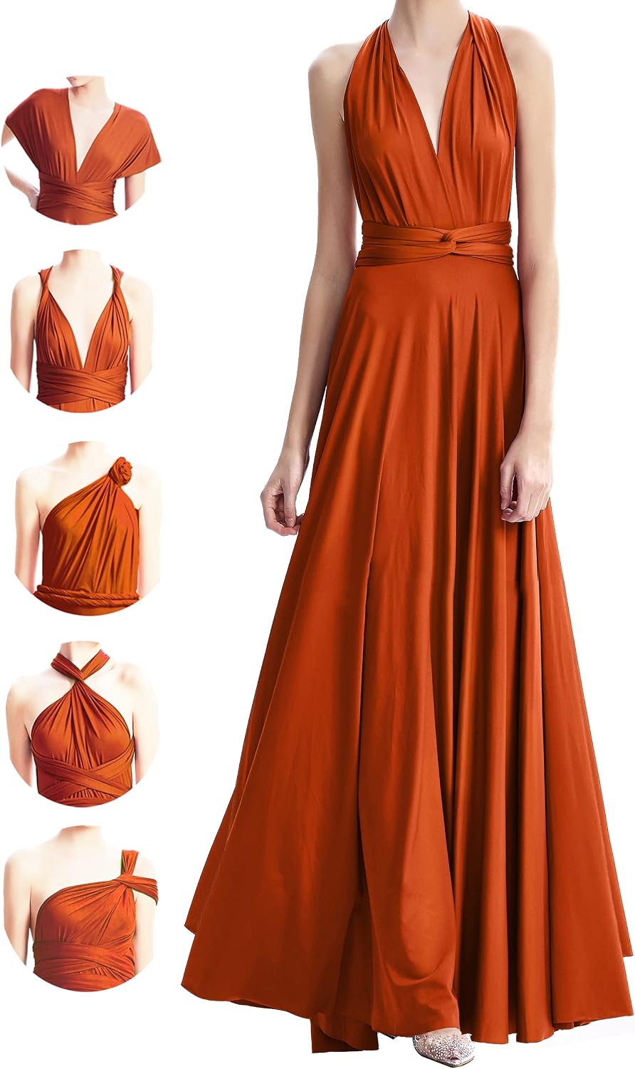 INFIWING Multi-Way Wrap Infinity Maxi Dress for Bridesmaids & Wedding Guest | Free Bandeau, 31 Colors for All Wedding Themes, 1 Dress for Any Events, Evening, Prom, Gala, Non-See-Through, Wrinkle-Free
