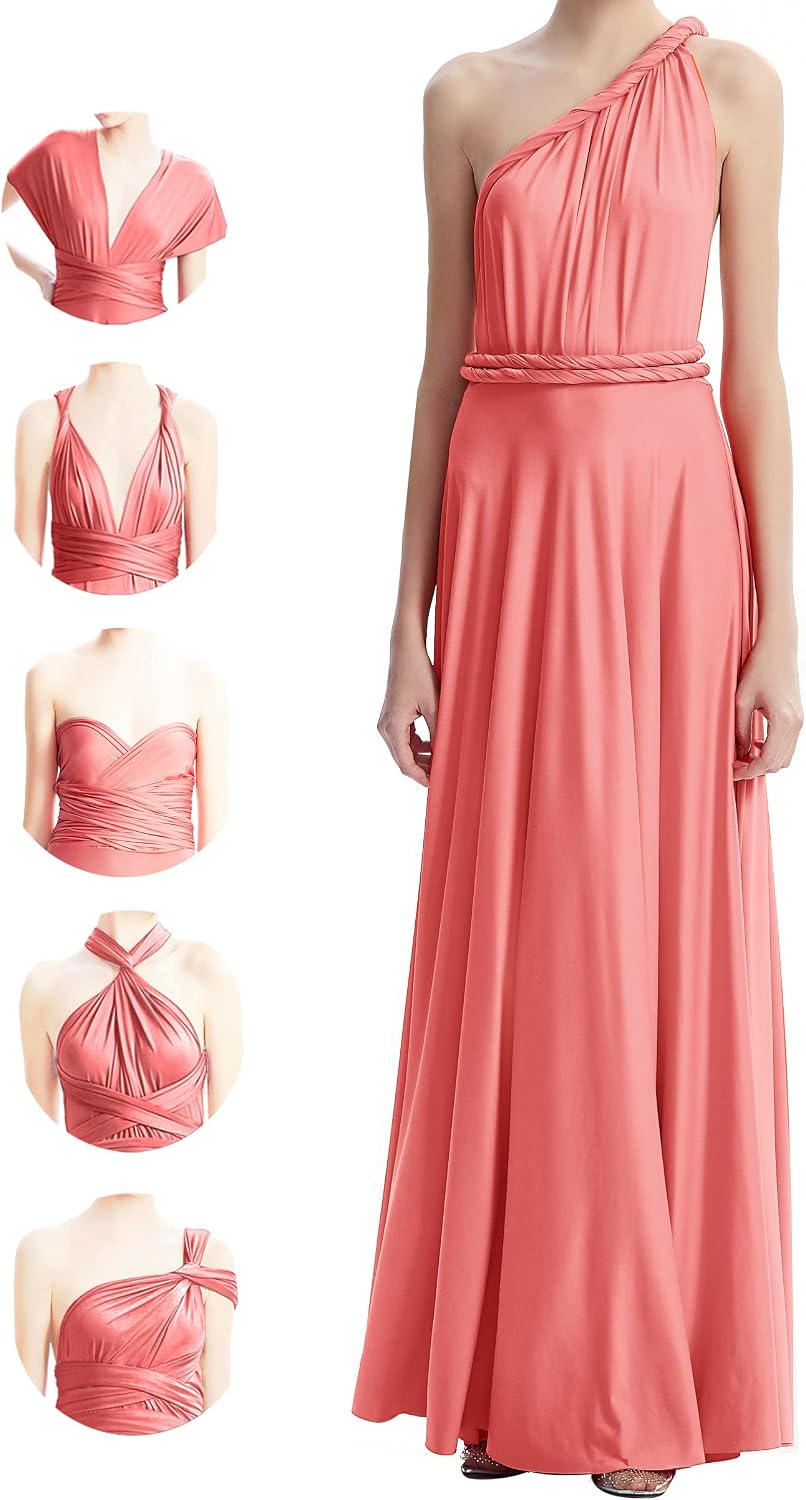 INFIWING Multi-Way Wrap Infinity Maxi Dress for Bridesmaids & Wedding Guest | Free Bandeau, 31 Colors for All Wedding Themes, 1 Dress for Any Events, Evening, Prom, Gala, Non-See-Through, Wrinkle-Free