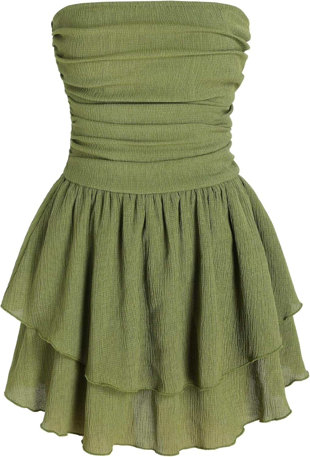 CIDER Women's Summer Cocktail Dress - Tube Ruched Ruffle Mini Dress | Strapless, Country Concert, Western Cowgirl Outfits