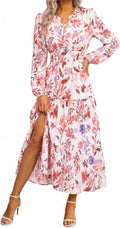 GRACE KARIN Women's Floral Maxi Dress 2026 Fall Long Sleeve V Neck Empire Waist A Line Flowy Dress with Pocket