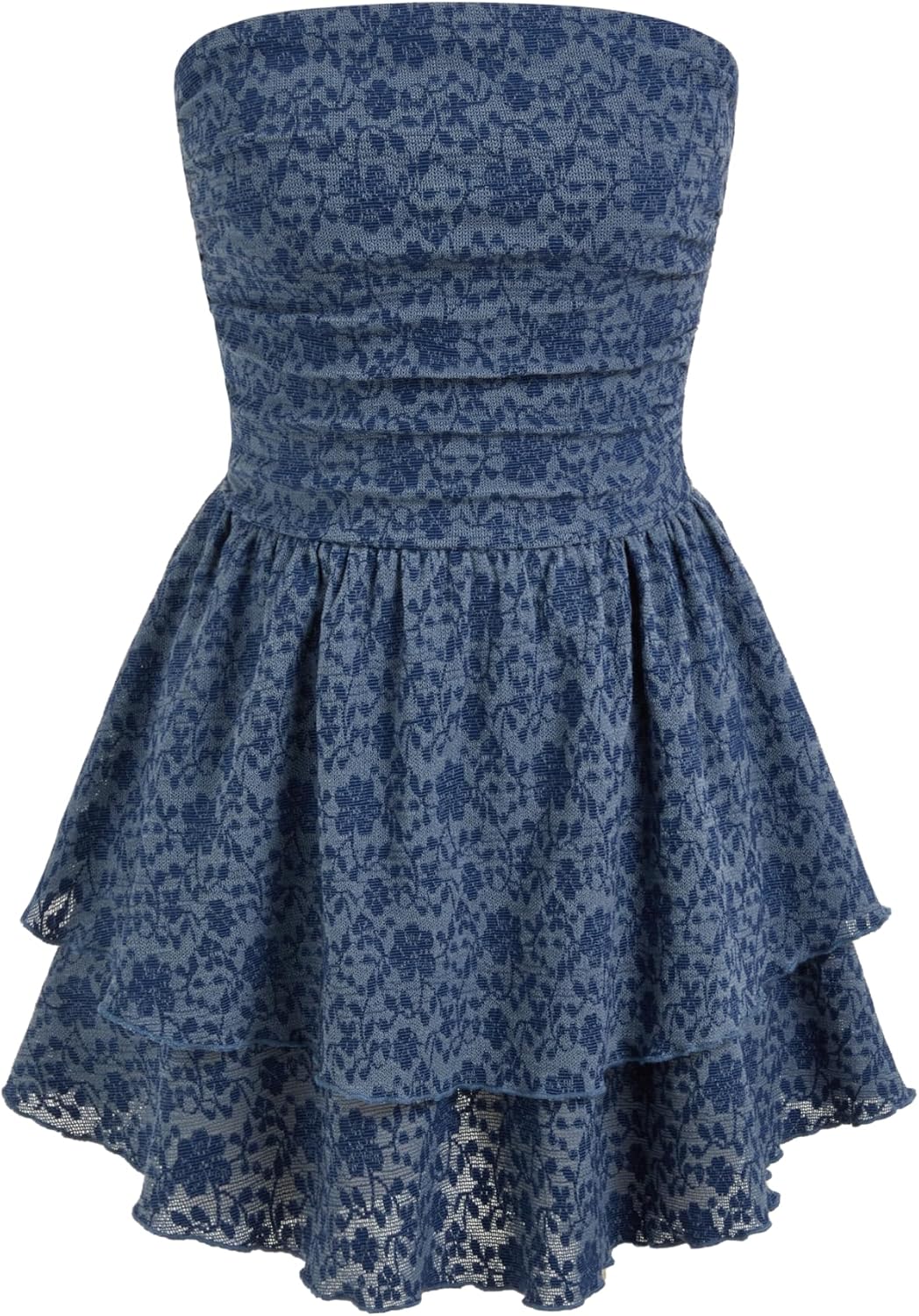 CIDER Women's Summer Cocktail Dress - Tube Ruched Ruffle Mini Dress | Strapless, Country Concert, Western Cowgirl Outfits
