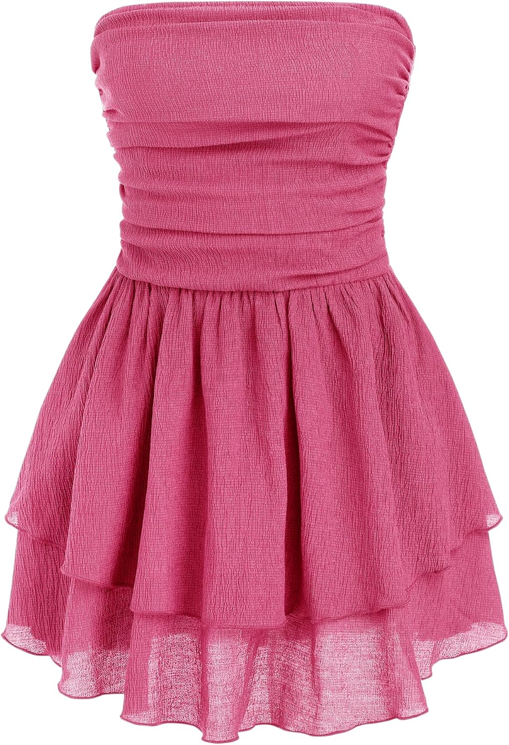 CIDER Women's Summer Cocktail Dress - Tube Ruched Ruffle Mini Dress | Strapless, Country Concert, Western Cowgirl Outfits