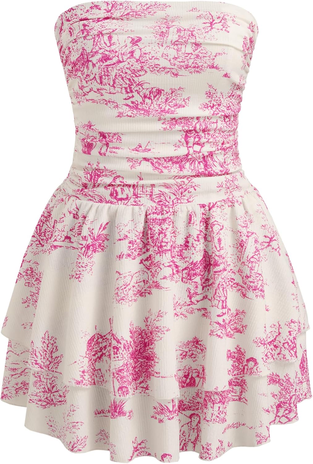 CIDER Women's Summer Cocktail Dress - Tube Ruched Ruffle Mini Dress | Strapless, Country Concert, Western Cowgirl Outfits
