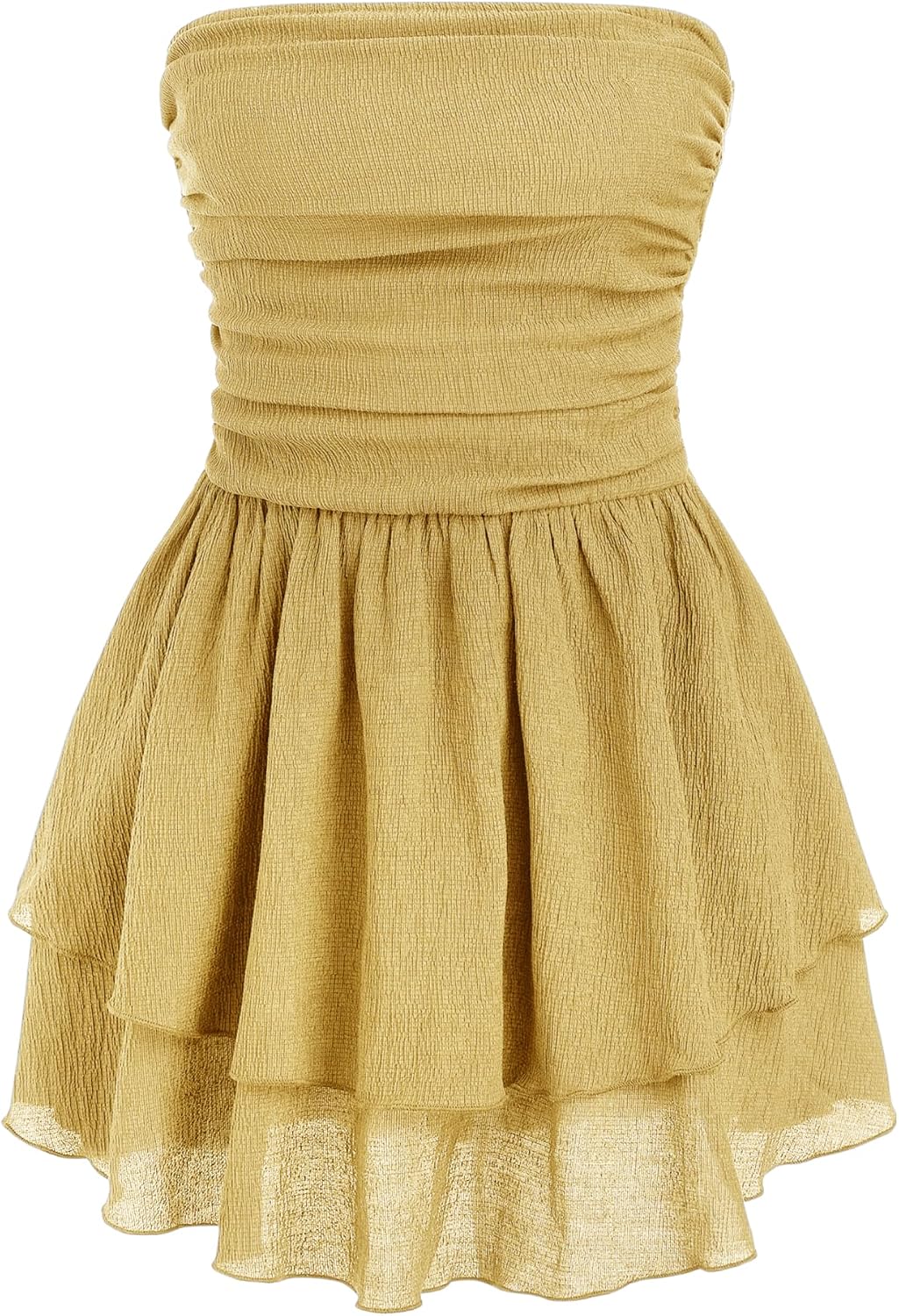 CIDER Women's Summer Cocktail Dress - Tube Ruched Ruffle Mini Dress | Strapless, Country Concert, Western Cowgirl Outfits